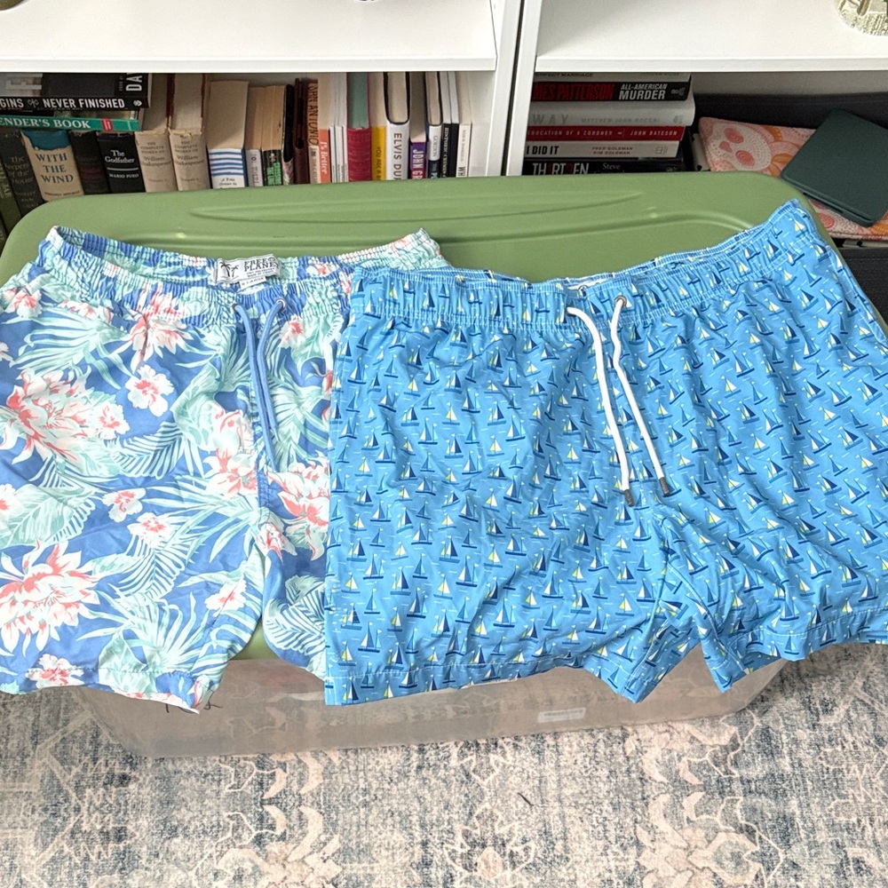 Men's Blue Printed Swim Trunks — Nautical (Mr Swim) & Floral Style (Free Planet)